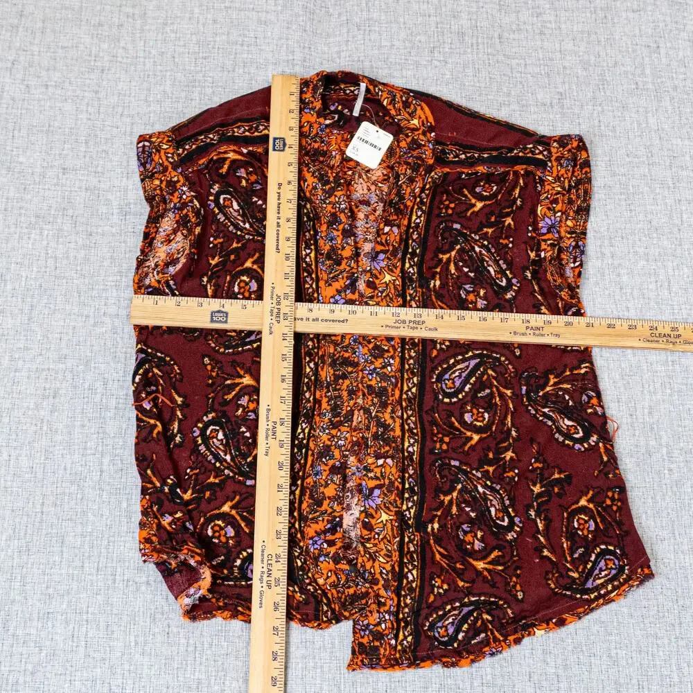 Free People Boho Paisley Kimono Cardigan vest open front sz XS - Picture 6 of 10